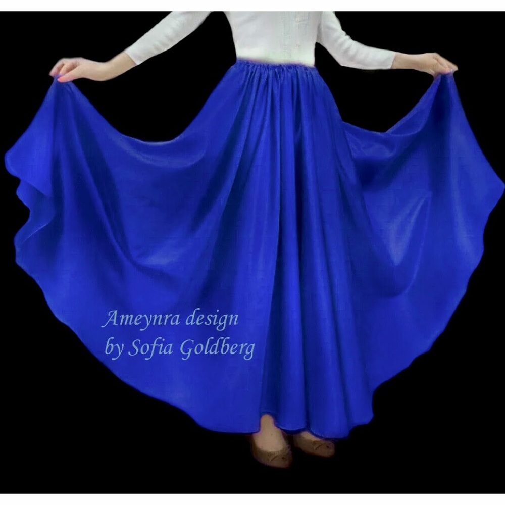 Blue Satin Skirt Full-Circle 360' Ameynra design. New